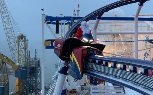 Santa Rides The Coaster On A Cruise Ship