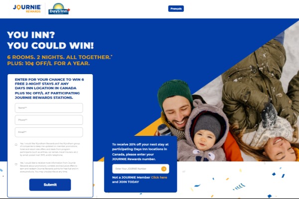 Days Inn, JOURNIE Rewards Team For Sweepstakes