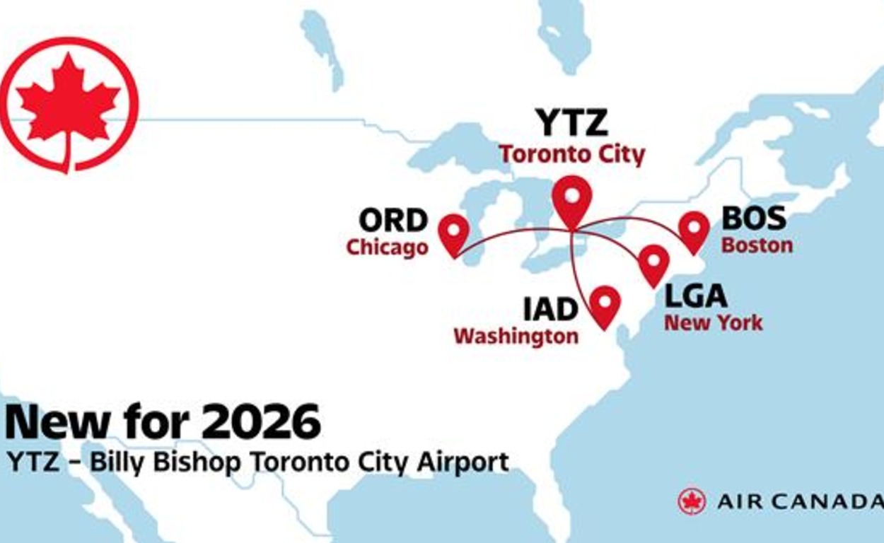 Air Canada unveils major expansion at Billy Bishop, launches flights to four U.S. cities, increases frequency to Montreal, Ottawa