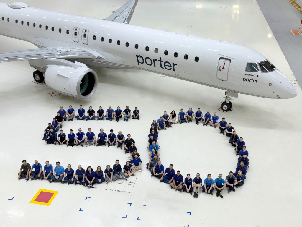 Porter marks milestone with delivery of 50th Embraer E195-E2