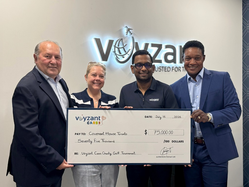 Voyzant presents Covenant House with cheque for $75,000