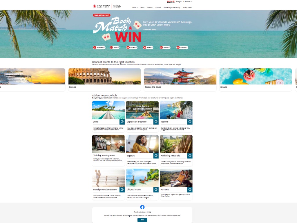Air Canada Vacations connects with launch of Advisor Connect